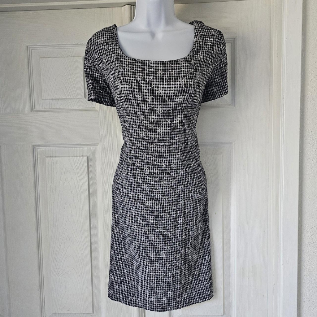 90s Preppy Square Neck Womens Floral Mini Dress